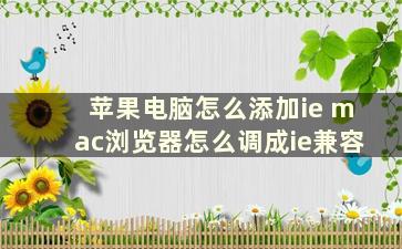 苹果电脑怎么添加ie mac浏览器怎么调成ie兼容